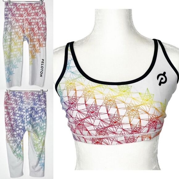 Peloton Geo Prizm 2020 Pride bra and cropped leggings - XXL bra, XL leggings - Picture 1 of 11